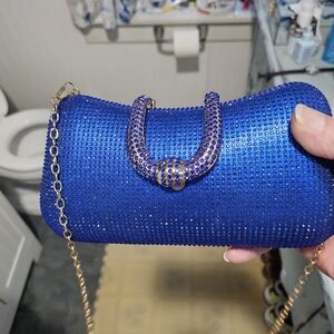 Source Unknown Royal Blue Rhinestone Clutch